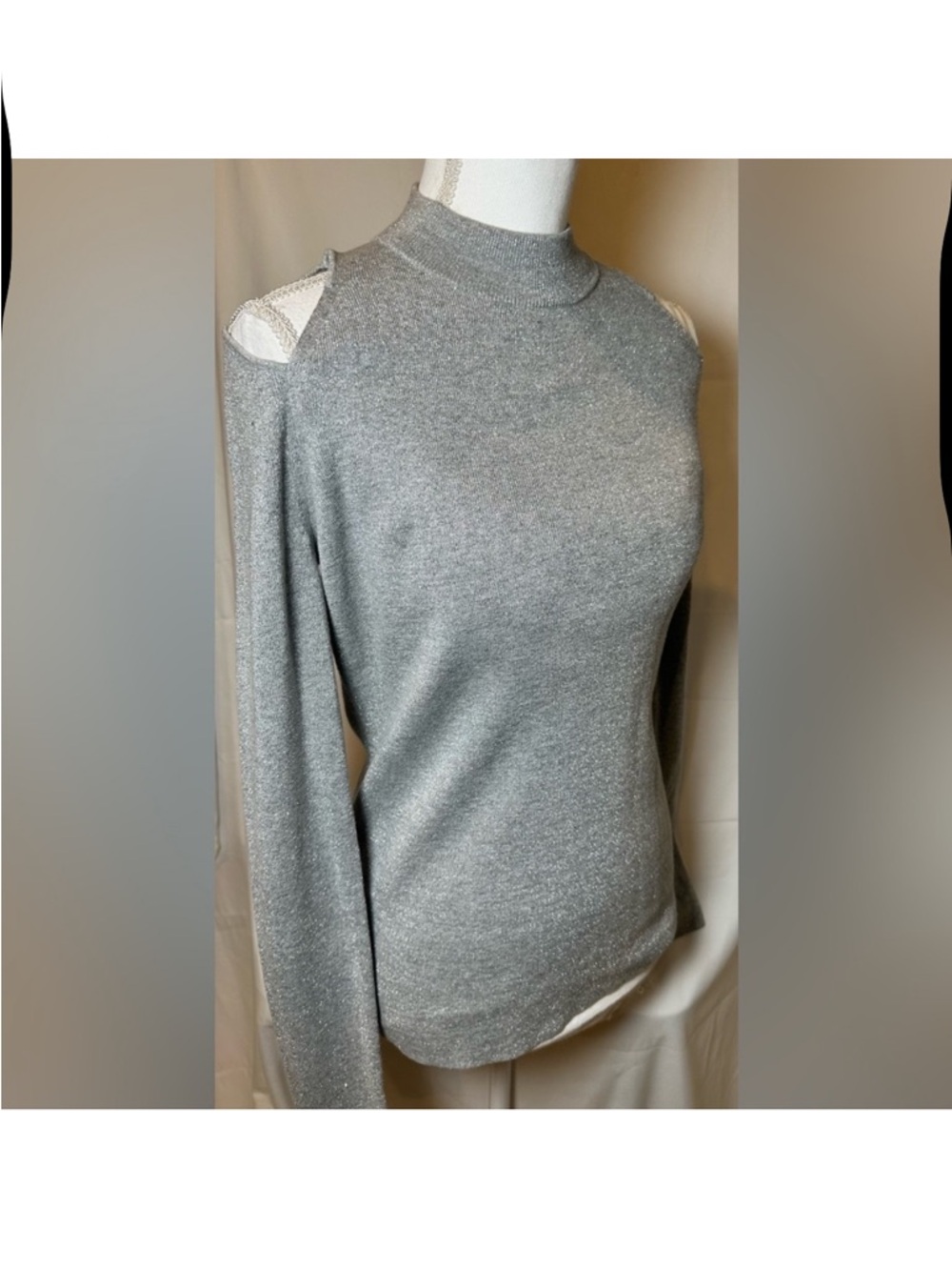 Michaels kors Cold-Shoulder Lightweight Knit Sweater in Light Gray - Picture 3 of 10